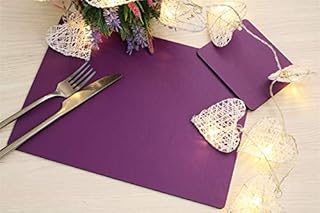 The Dapper House Set of 4 Elementary Purple Leatherboard Placemats and 4 Coasters - Made in UK