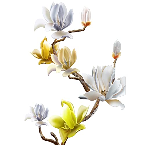 Droomhuis Printemps Stickers Muraux Fleur de Magnolia Stickers Muraux Salon Salle de Bain Portes et Fenêtres en Verre Cuisine Chambre Couloir Bureau Autocollantes Deco