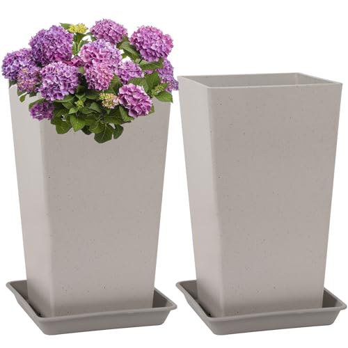 Neoaider 2-Pack 21" Plastic Tall Planters with Drain Holes