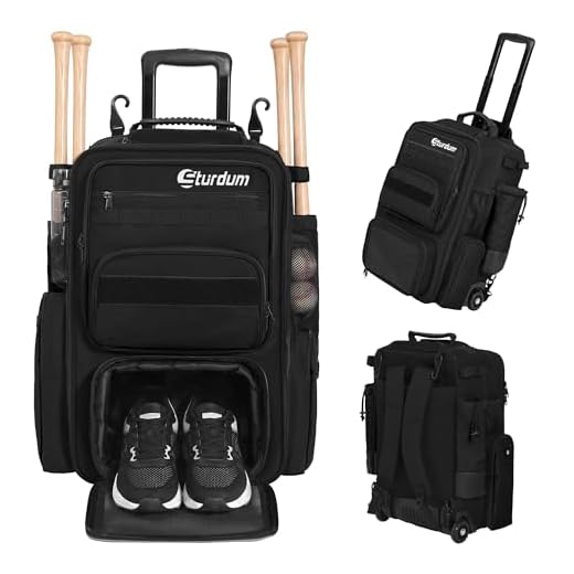 Sturdum Rolling Baseball Bag with Wheels