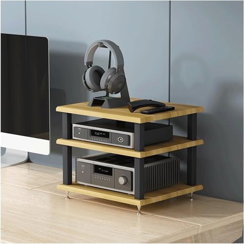 Étagère Hi-FI stéréo aux finitions nobles en bois pour équipement AV haut de gamme