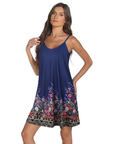 Image of elescat Womens Summer Dresses Spaghetti Strap V Neck Casual Sleeveless Sundress Beach Cover Ups with Pockets 2026