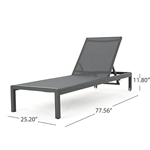 Christopher Knight Home Cape Coral Outdoor Aluminum Chaise Lounges with Mesh Seat 2 Pcs Set Grey Dark Grey