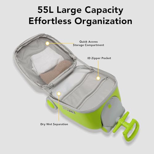 Valise extensible 55 L Asixxsix rigide à roulettes avec siège enfant