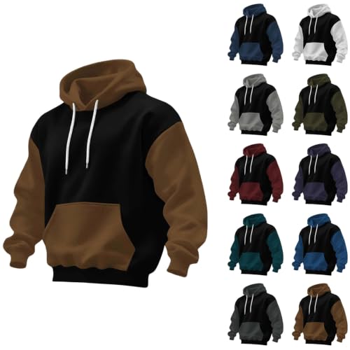 GOSEAGOTOFUN Hoodies for Women Oversized Color Block Hoodies Unisex Casual Long Sleeve Sweatshirts Loose Fit Fashion Pullover Coffee Small - image 1