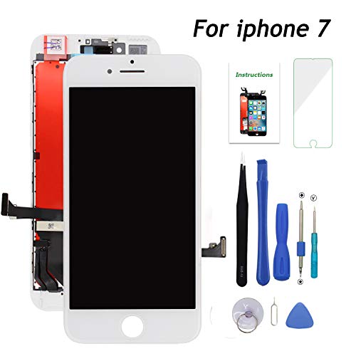 for iPhone 7 White Replacement Screen,Fit iPhone 7 LCD Display Touch Digitizer Screen Full Assembly with Repair Tool Kit and Screen Protector