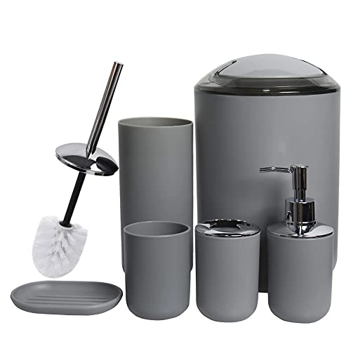 El Mejor Listado de Set para baño Top 5. 49 Timotech Juego de Accesorios de Baño de 6 Piezas, Incluye Dispensador de jabón, Soporte para Cepillos de Dientes, Cepillo de Inodoro, Vaso de Enjuague, Jabonera y Bote de Basura...