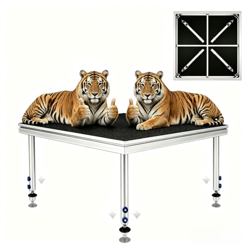 Image of 4x4ft Portable Stage Platform, 1900LBS Load Heavy Duty Aluminum Stage Riser, Adjustable Height 24 inch-41 inch Folding Modular Stage Deck, Anti-Slip Surface for Concerts, Weddings, DJ, Events, Commercial Use