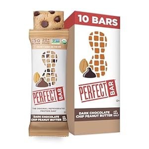Perfect Bar, Dark Chocolate Chip Peanut Butter Protein Bar, High Protein, Organic, Gluten Free, Soy Free, Non GMO, No Sugar Alcohols, 2.3 Ounce Bar, 10 Count