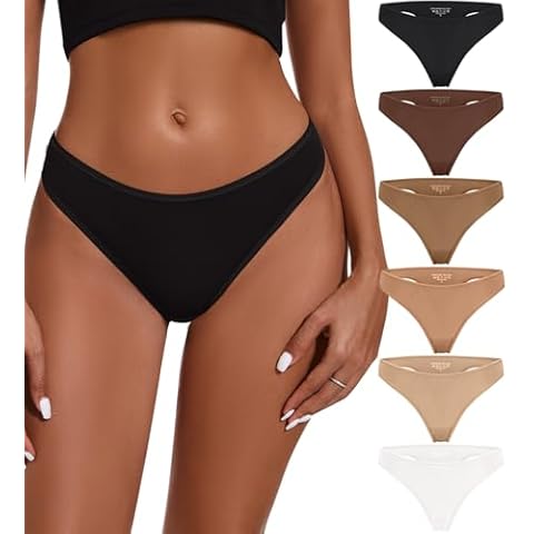 DHFBABY Womens Seamless Underwear Soft Stretch Thong Sexy Low Rise Thongs For Panties Ladies Bikini Thong 6 Pack Cover