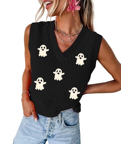 Image of MARZXIN Women Sleeveless Sweater V Neck Casual 2026 Fall Knitted Chevron V Neck Sweater Vest Color Block Pullover Sweater Top