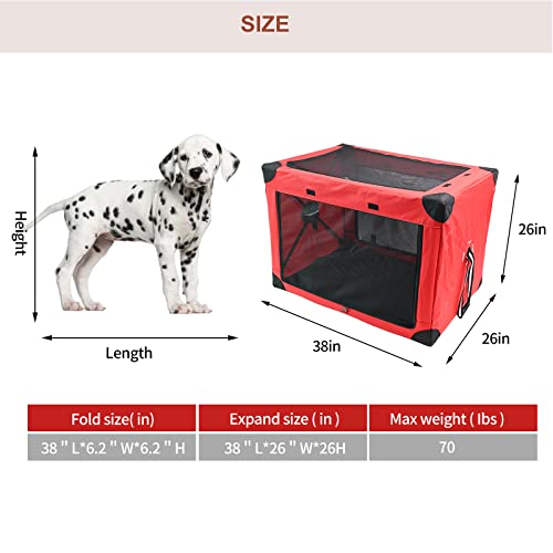 Usego Collapsible Dog Crate Soft-Sided Fabric Portable Folding Dog Crate With Mesh Mat Strong Steel Frame Washable Fabric Indoor Outdoor Training & Travel Purposes For Small/Medium/Large Dog Cats #TOP5
