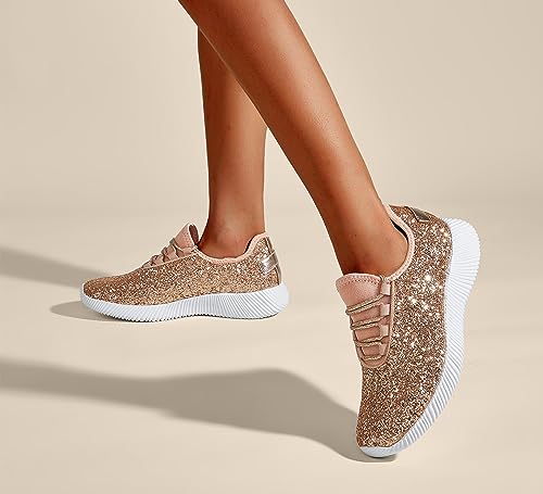 Image of K KIP WOK Fashion Glitter Sneakers for Womens Silp On Running Shoes Lightweigt Tennis Walking Sneakers