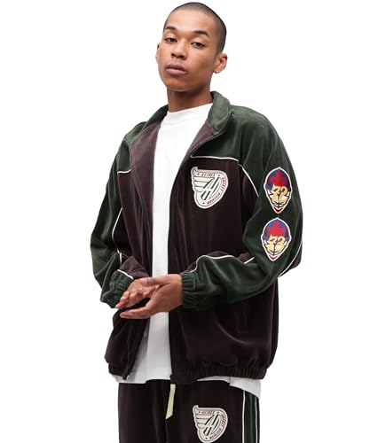 [アヴィレックス] VELOUR RAGLAN SLEEVE STAND ZIP A.C.D ベロア ラグランスリーブ スタンドジップ メンズ M 140 グリーン 783-5230024