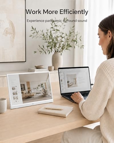 Image of KTC Portable Monitor 15.6 Inch, FHD 1080P Travel Laptop Monitor Extender with USB-C HDMI, Ultra-Slim IPS HDR Display with Speakers, Second Screen for Laptop Computer Phone Xbox Mac Switch, White H15F8