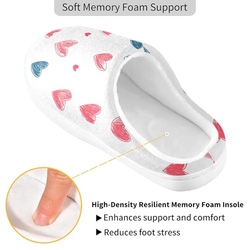 JUNZAN Cartoon Cute Love Hearts Womens Cotton House Slippers Comfortable Memory Foam Foam Slippers for Spa Christmas Presents 6-72