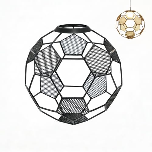 Image of DOITOOL Metal Football Lampshade - Black Soccer Ceiling Light Shade