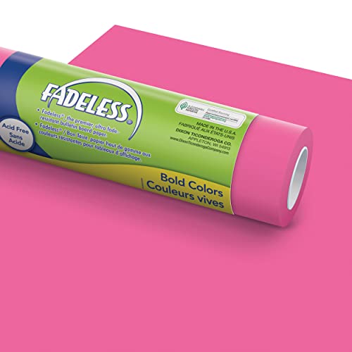 Fadeless Bulletin Board Paper, Fade-Resistant Paper For Classroom Decor, 48” X 12’, Rocker Magenta, 1 Roll #TOP21