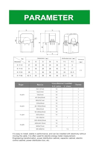 Transformador de corriente para medir consumo sin cortar cables AKH-0,66 16 mm 3