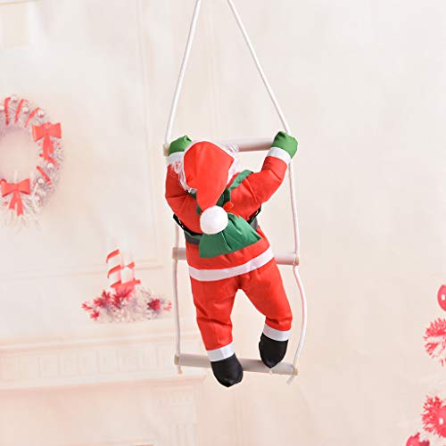 Christmas Santa Climbing Rope Ladder Xmas Tree Hanging Doll Ornament Party Child Decor 40cm (A)