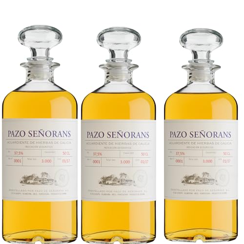 Pazo de Señorans - Aguardiente de Hierbas | Maceración natural en frío | 41 % vol. | Bouquet vegetal y equilibrado - 3 Botellas 50cl