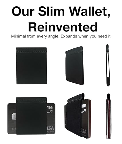 Slim Minimalist Wallet for Men and Women – Horizontal Card Holder with Quick Access Elastic | Front Pocket Wallet Holds 2–12 Cards Quick Draw Horizon2