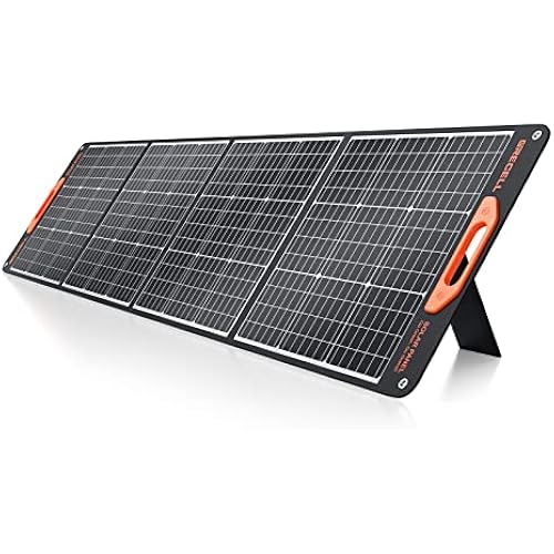 200W Portable Solar Panel for Power Station Generator, Ultra Light Flexible | Foldable Solar Panel Kit, Lightweight High-Efficiency Solar Charger Power Backup for Outdoor Van Camper Boat Caravan Off-Grid