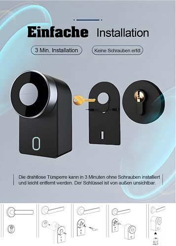 M.I.C. Smart Lock Bluetooth Türschloss, schlüsselloser Zutritt per App, kompatibel mit TTLock, Alexa & Google Home, einfache Installation ohne Bohren, Smart Home Integration – Bild 4