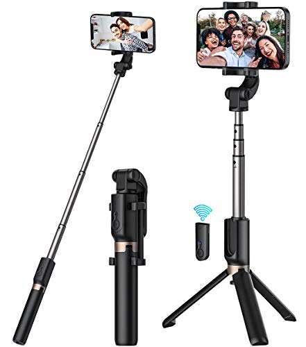 Selfie Stick, Extendable Selfie Stick with Wireless Remote and Tripod Stand[ Portable] Heavy Duty Aluminum [ Lightweight] [Cell Phone Stand ] Compatible with All Smartphones…