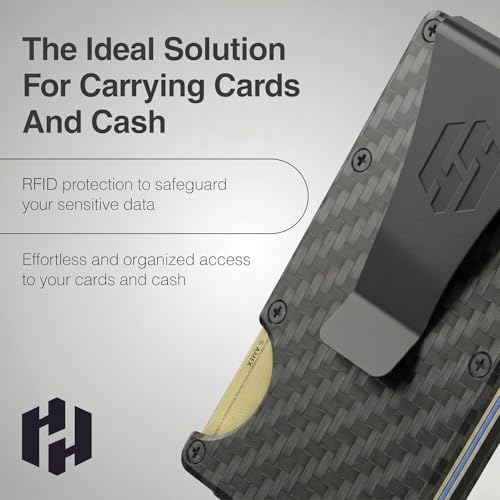 Image of Hayvenhurst Wallet for Men - Slim RFID Blocking Metal Wallet with Money Clip, Minimalist Front Pocket Credit Card Holder, Small Mens Wallet