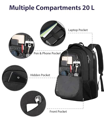 Image of MATEIN 15.6 Inch Backpack for Men Women, 20 L Personal Item Casual Backpack Airline Approved, Water Resistant Laptop Computer Backpack with Multiple Organized Pockets, Black