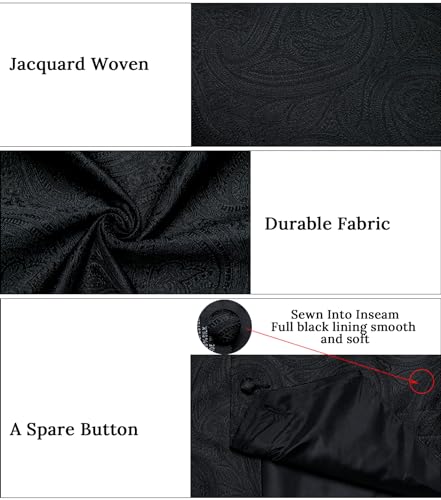 Image of DiBanGu Mens Vest and Tie Set Formal Paisley Waistcoat and Necktie Pocket Square Cufflinks Silk Suit Vest for Tuxedo Wedding