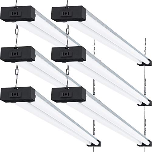Sunco Lighting LED Shop Light for Workshop Garage 4FT, Plug in Linkable Industrial Utility Fixture, 4000K Cool White, 40W=260W, 4000 LM, Integrated T8, Hanging/Mounted, Pull Chain, Energy Star 6 Pack