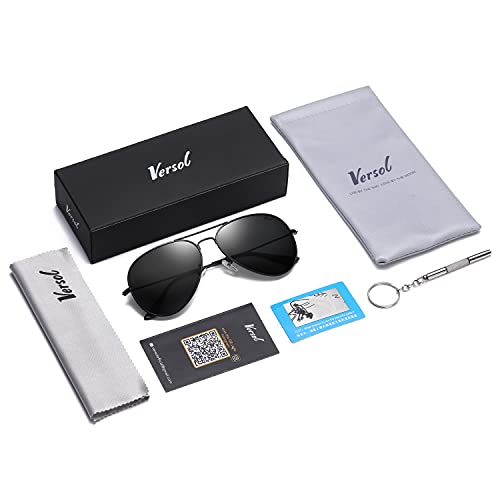 Versol Aviator Sunglasses For Men Women Mirrored Lens Uv400 Protection Lightweight Polarized Aviators Sunglasses Black Lens #TOP6