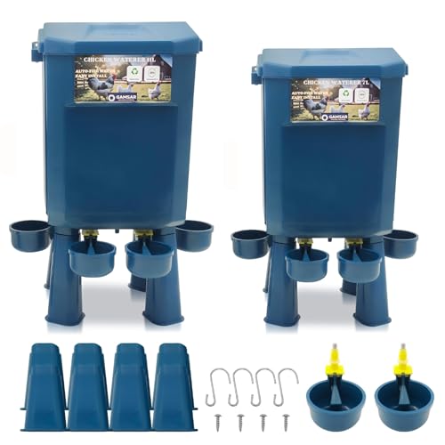 Kit 2 Abreuvoirs Poules 11L/7L – Anti-gaspillage d’Eau, Valve Automatique, Zéro Conflit Multi-Enclos, Anti-Cyanobactéries, Ideal Microfermes et Élevages...
