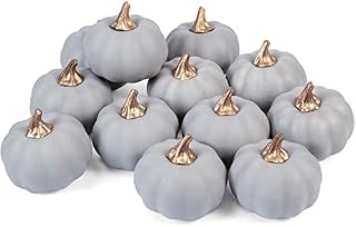 Whaline Artificial Pumpkins Bulk Vintage Green Pumpkin Harvest Lifelike Pumpkin Fake Foam Pumpkin for Fall Autumn Halloween Home Party Supply Thanksgiving Party House Kitchen Wedding Decor(12pcs)