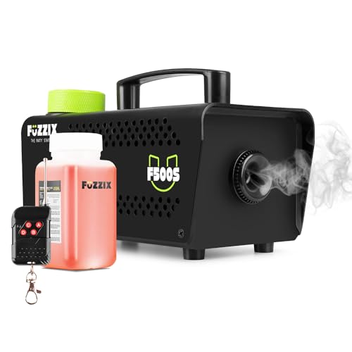 Fuzzix F500S Party Smoke Machine with Wireless Remote Control and 250ml Fluid for Fog Mist Effects - 500W