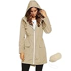 LOMON Women's Lightweight Hooded Raincoat Active Waterproof Windproof Outdoor Quick Dry Hiking Jacket (Khaki,M)