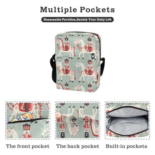 KLL Nutcracker White Horse mens messenger bag crossbody Vegan Leather crossbody bag men Travel Shoulder Handbags2