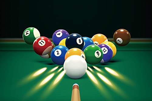 Baocicco Billiards Theme Party Backdrops for Photography 12x8ft Billiard Table Cue Eight Ball Eighth-Final Play Photography Background Black Eight Miracle Pool Room Decor Birthday Party Photo Banner
