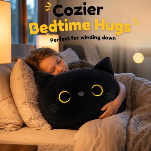 Image of Jumbo Black Cat Plush Pillow - 29 Inch Large Squishy Giant XXL Stuffed Toy