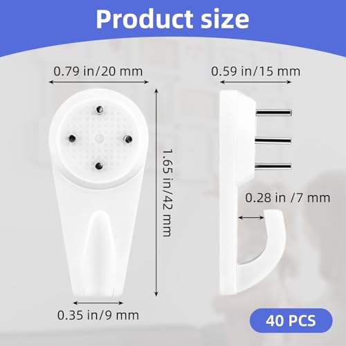 Image of Dimeho Concrete Wall Hooks, 40 Pcs Heavy Duty Picture Hangers Invisible Nail Screws Wall Hooks for Wooden /Stucco /Hard Wall Non-Trace Photo Frame Hangers Hanging Kit No Damage or Drilling