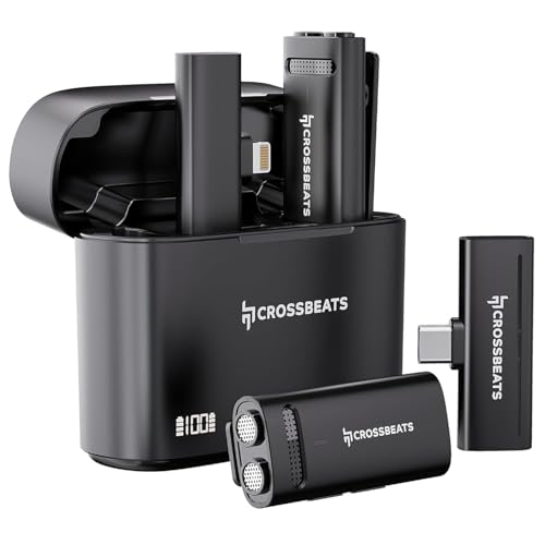 CrossBeats Clip M01 AI Wireless Mic for YouTube Video Recording | iPhone 15/16 |Type C |Vlogging,Content Creation for iOS and Android,Collar Lavalier Lapel Bluetooth Mic Wireless Microphone(2026 New)
