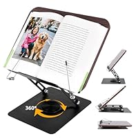 Buchständer Holz Verstellbarer Leseständer mit 360° Drehbasis Faltbar Buchhalter Holz Ideal für Büro Küche Schule Rezepte Kindle Tablet Musiknoten Höhen- und winkelverstellbar