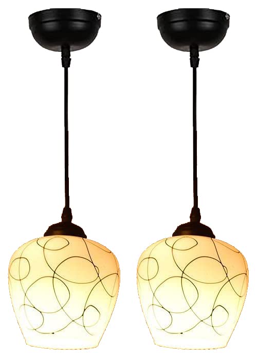 Keyplus Hanging Light for Modern Ceiling Pendant Bell Shaped Lining Glass, Pack of 2 (B0C3W52S75) Amazon Price History, Amazon Price Tracker