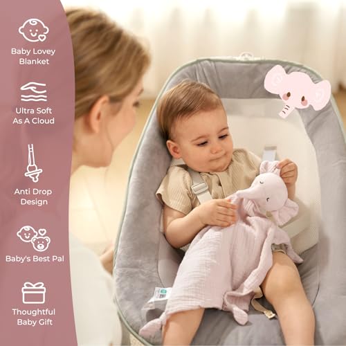 Image of Momcozy Loveys for Babies with Cotton - Soft Security Blanket for Boy or Girl for Self-Soothing On-The-Go-Portable & Anti-Drop Design - Newborn Gift，Must Have（Light Pink 14 inch）
