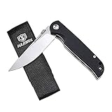 HARNDS Vanguard CK7207 Folding Knife Compact EDC with D2 Steel Blade Pocket Knife G10 Handle with Thumb Stub Liner Lock and Reversible two-position Pocketclip (satin+ stonewash+black)
