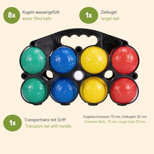 Boccia Kugeln Spiel für Kinder und Erwachsene mit 8 Kugeln und Tragenetz Strand Garten Camping - 3014
