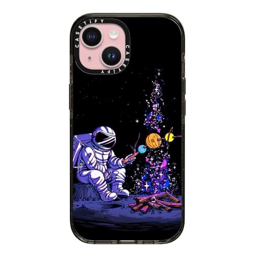 Coque pour iPhone 15 antichoc noire transparente motif lune et étoiles