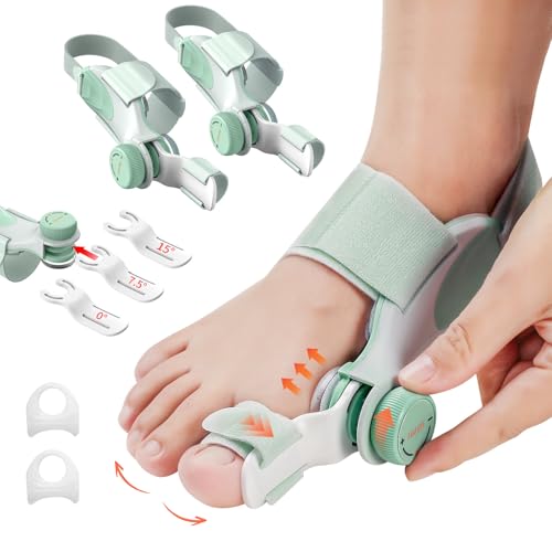 EliaValth 2 PCS Bunion Corrector for Women Big Toe, Adjustable Brace with Knob & Angled Plates for Hallux Valgus Relief & Toe Alignment, Medium Strap